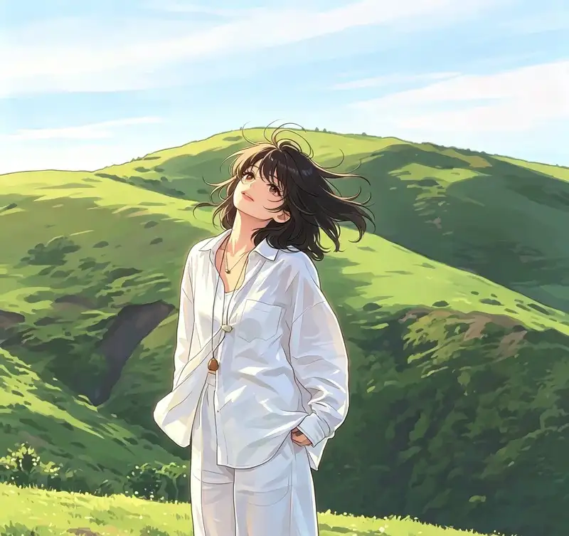 ảnh anime chill giữa khung cảnh thiên nhiên thơ mộng
