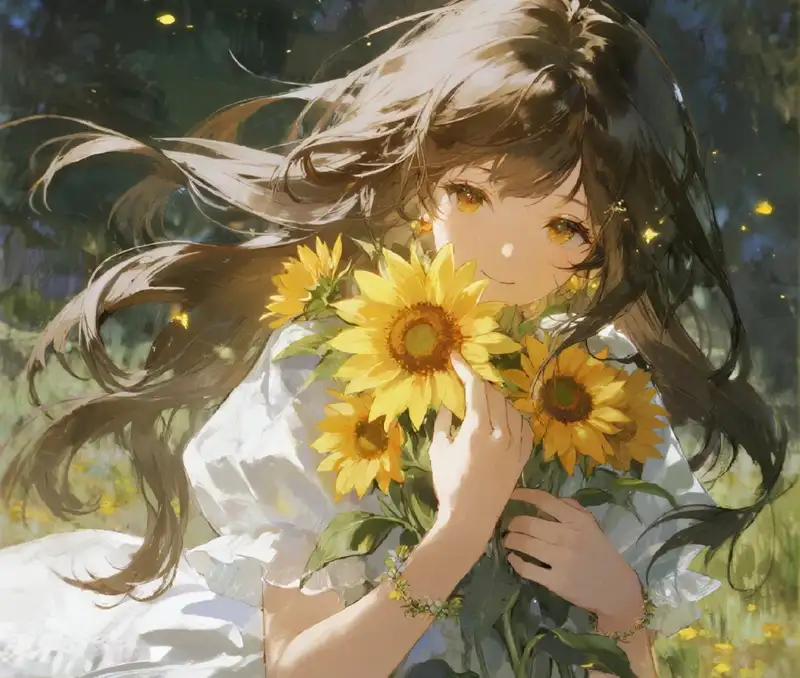 ảnh anime hoa hướng dương rực rỡ