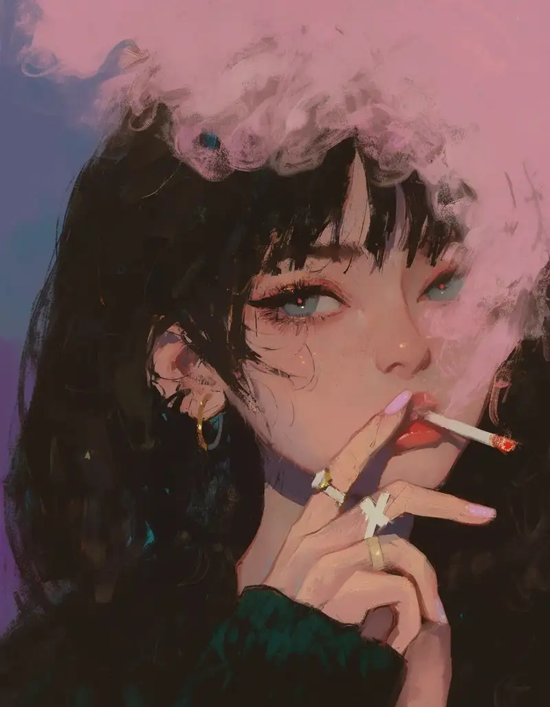 ảnh anime hút thuốc chất với phong cách riêng