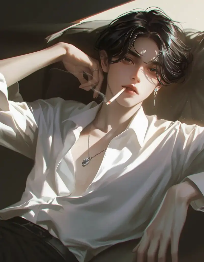 ảnh anime hút thuốc cô độc mang sắc thái u buồn