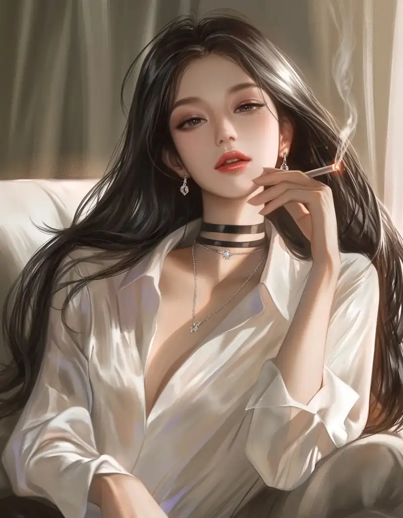 ảnh anime hút thuốc trầm tư trong khung cảnh yên tĩnh