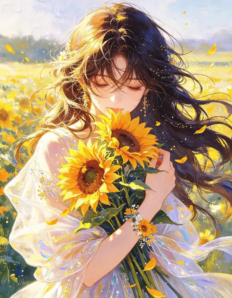 ảnh hoa hướng dương anime làm hình nền
