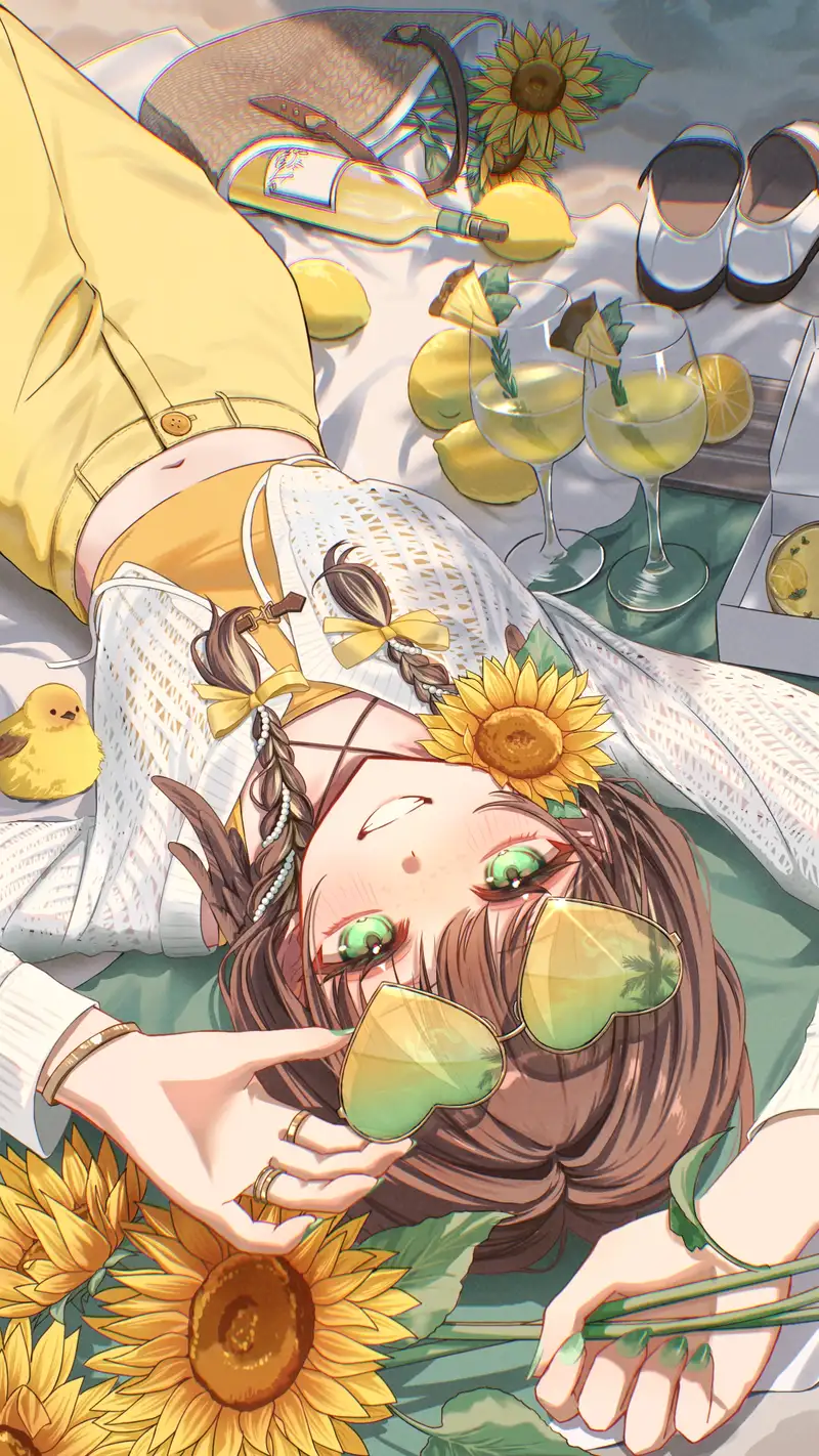 ảnh hoa hướng dương anime màu vàng rực rỡ