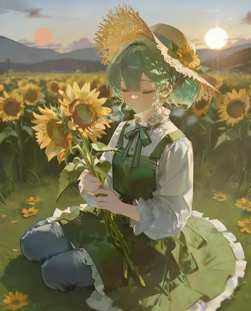 ảnh hoa hướng dương anime phong cách dễ thương
