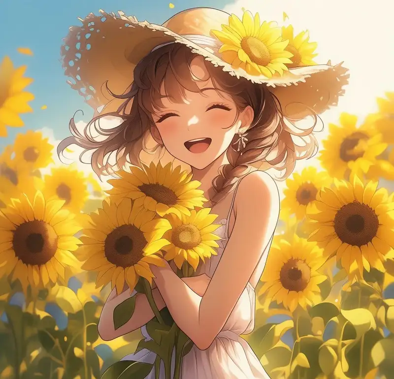 ảnh hoa hướng dương anime tươi sáng