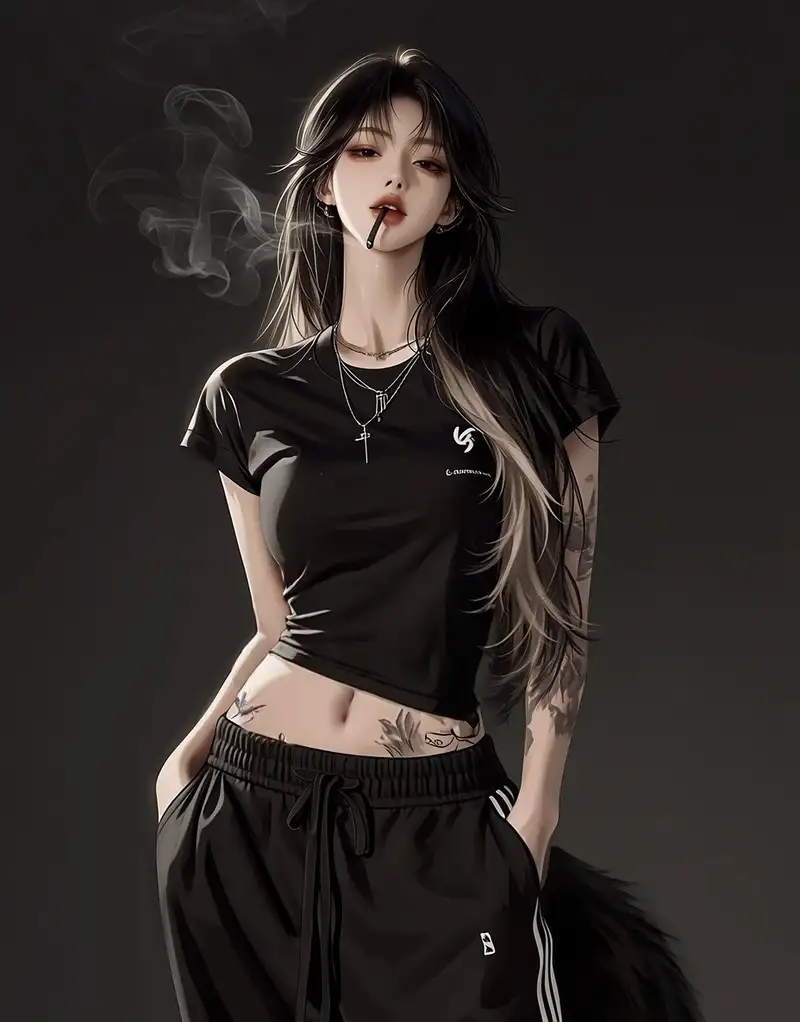 anime girl lạnh lùng cá tính với thần thái mạnh mẽ