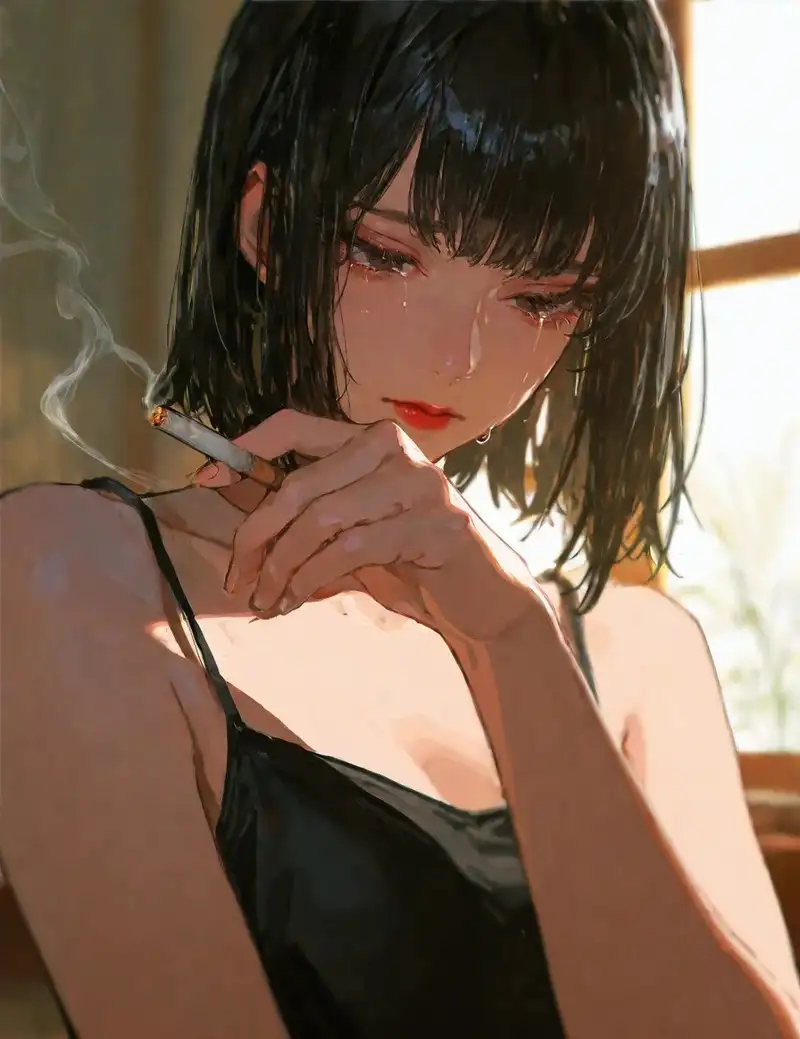hình anime hút thuốc ngầu và đầy cảm xúc