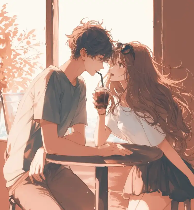 hình nền ảnh anime cặp đôi ánh hoàng hôn