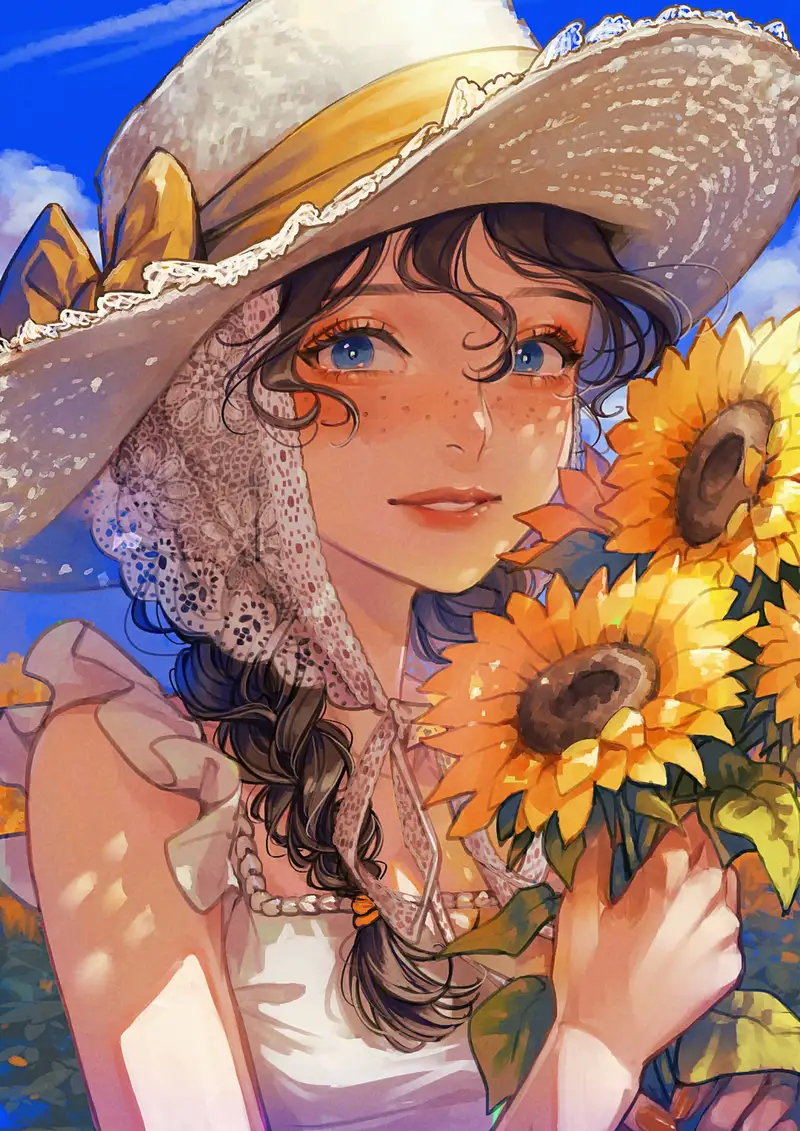 hoa hướng dương ảnh anime nghệ thuật