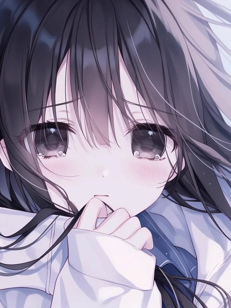 Ảnh anime khóc kìm nén nỗi xót xa vô