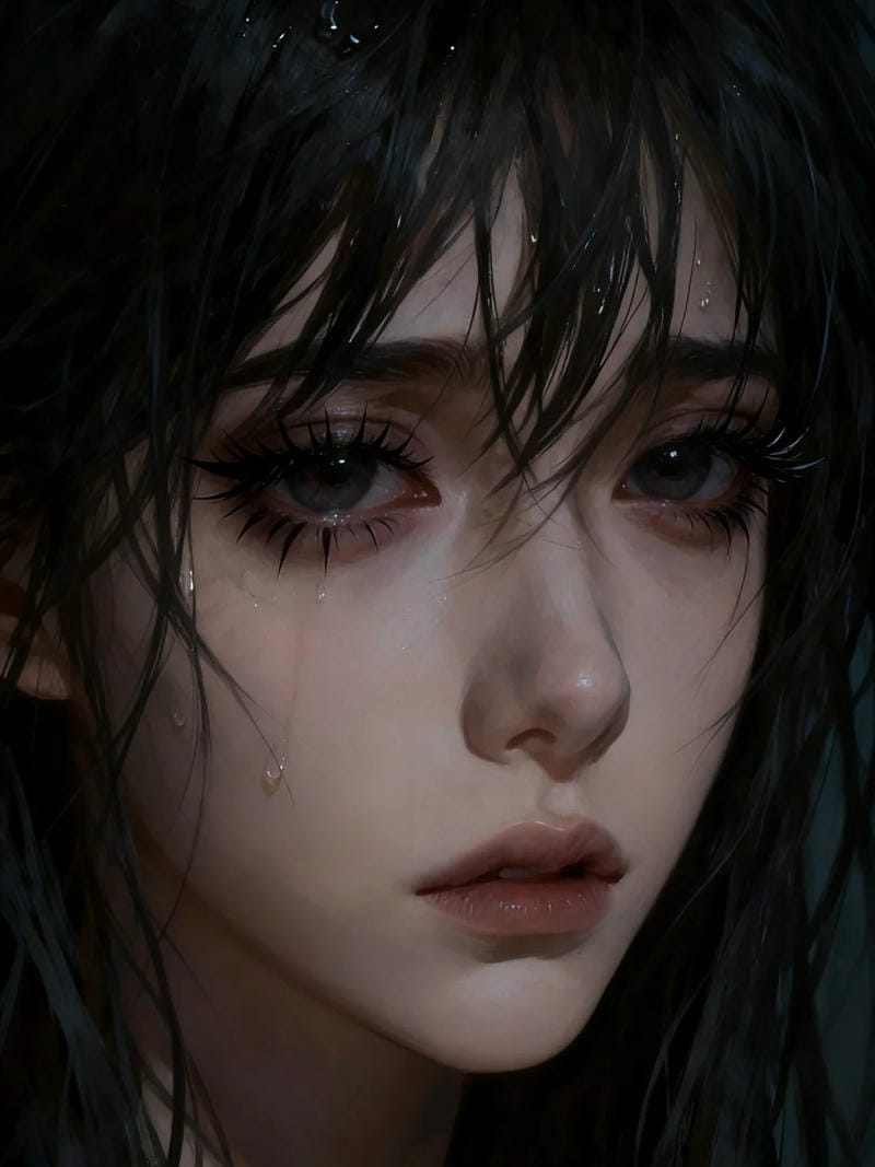 Ảnh anime khóc lột tả tâm trạng đang vỡ