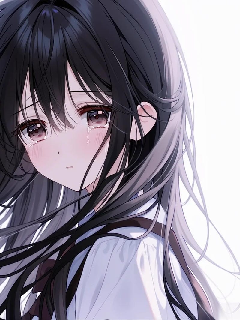 Ảnh anime khóc miêu tả cơn mưa lòng buốt