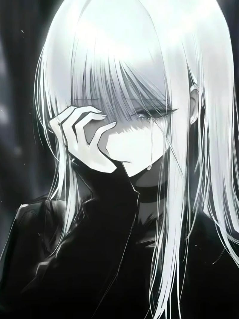 Ảnh anime khóc phác họa giọt nước mắt lăn