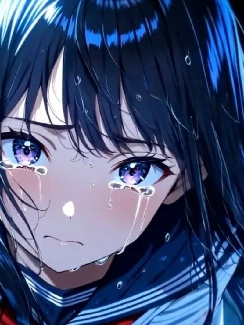Ảnh anime khóc thổn thức giữa không gian tĩnh