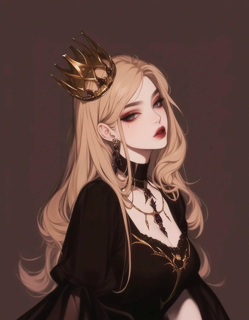 Công chúa anime lạnh lùng với trang phục lộng lẫy