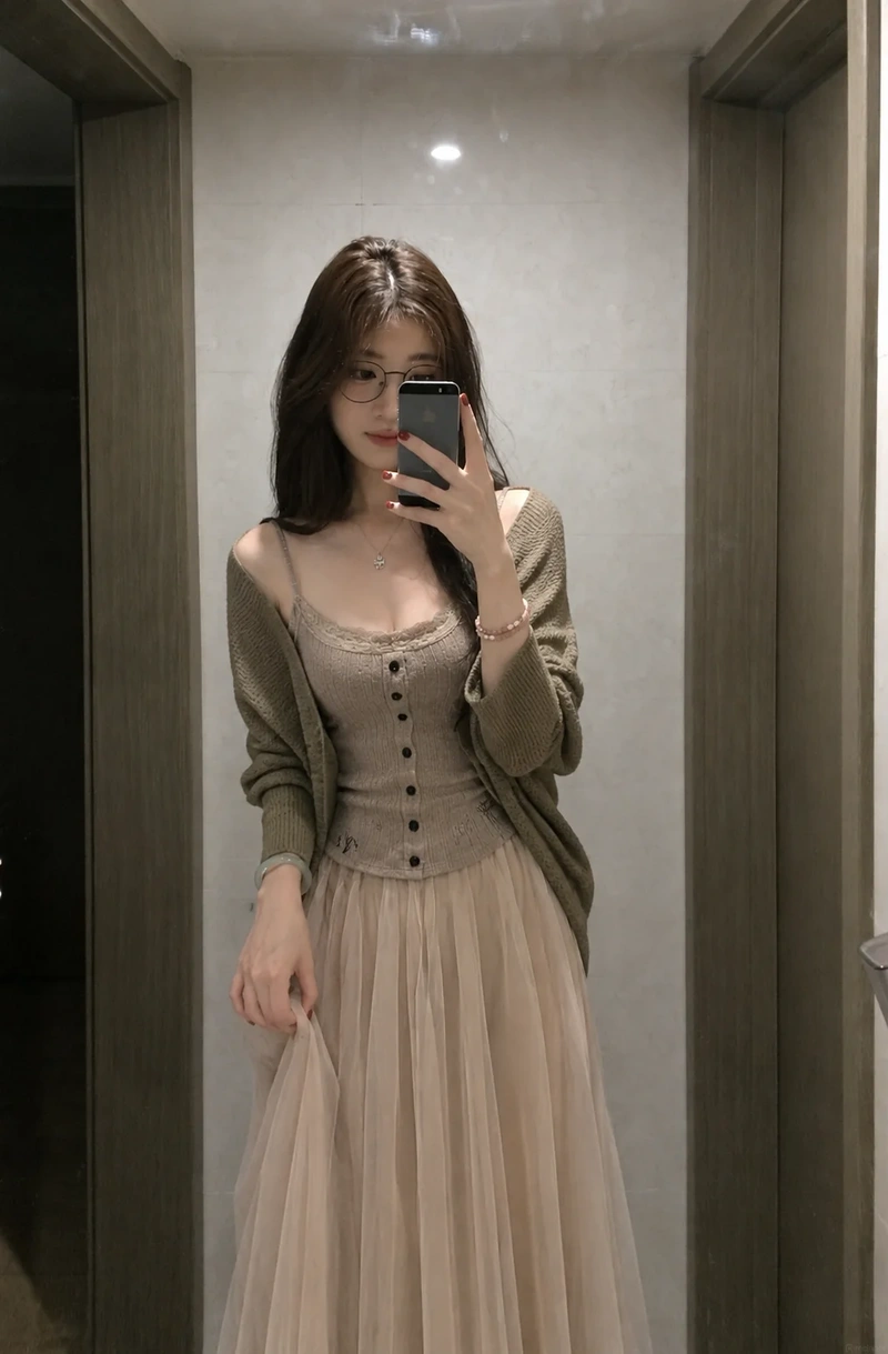 Gái xinh mặc váy lưới lộ hàng vòng 1 to khủng