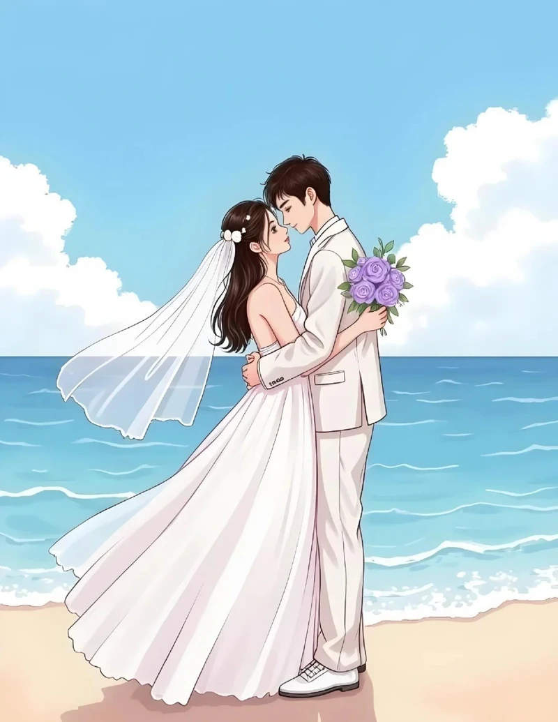 ảnh anime cưới nhau dưới cánh hoa rơi