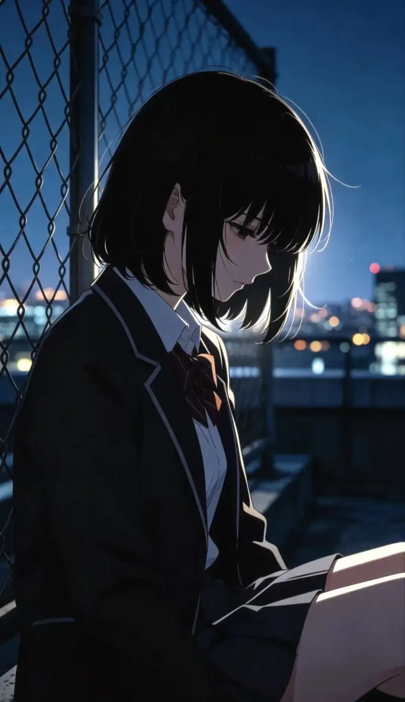 ảnh anime học đường với bầu trời xanh