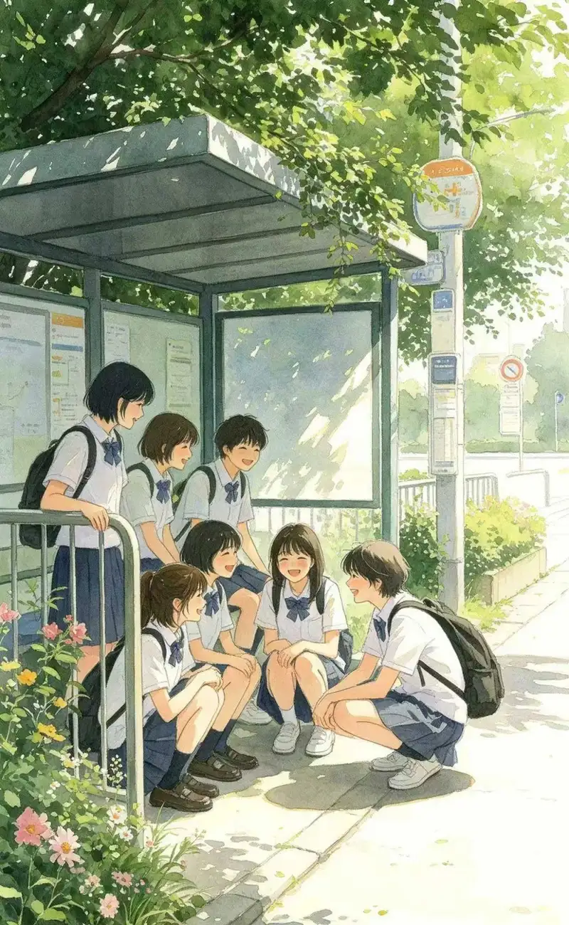 ảnh anime học đường với đồng phục Nhật Bản