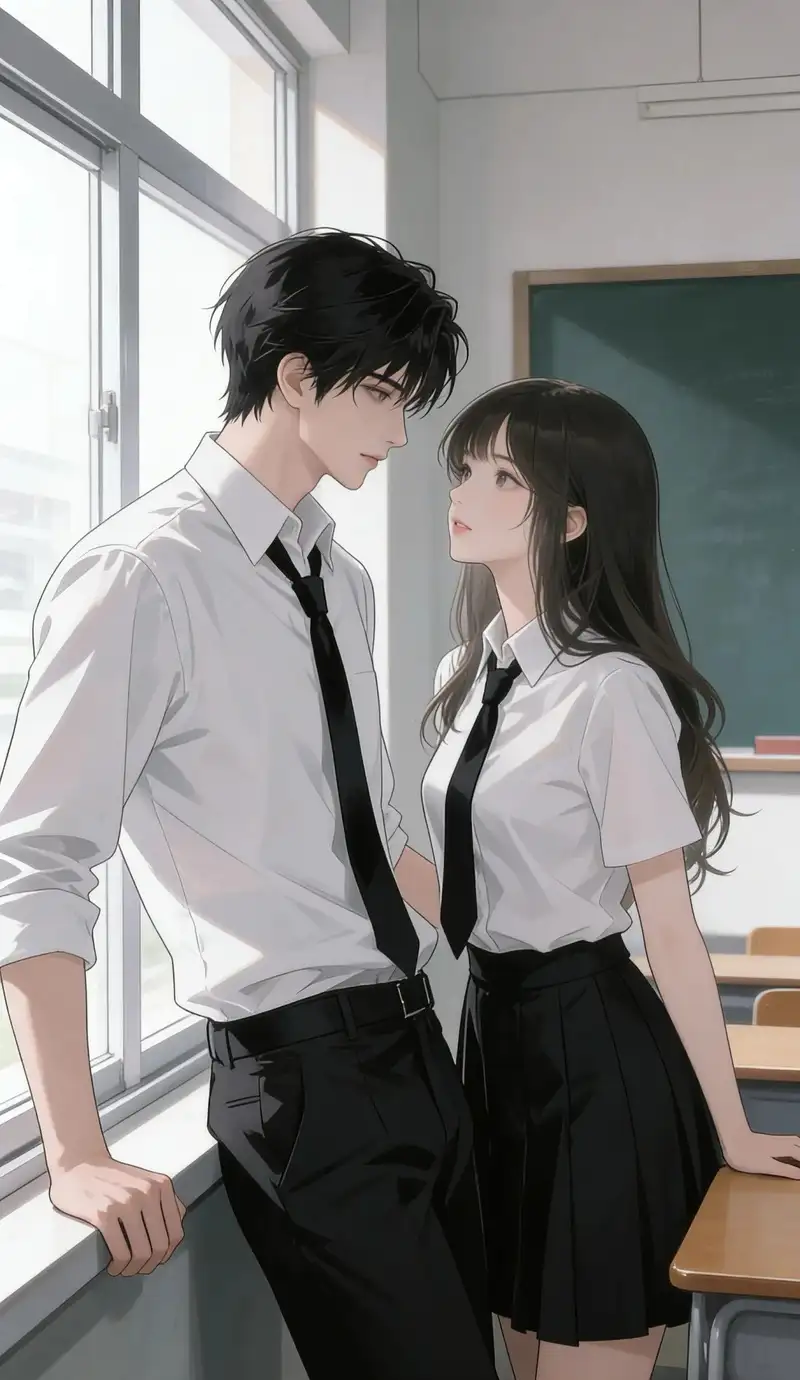 ảnh anime học đường với nhân vật nữ xinh đẹp