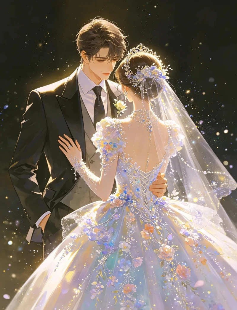 ảnh cưới anime dễ thương của đôi uyên ương