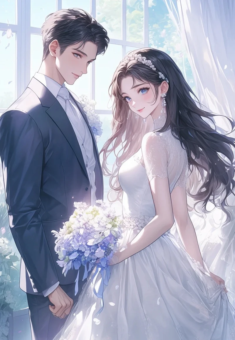 ảnh cưới anime nghệ thuật với nét vẽ đẹp