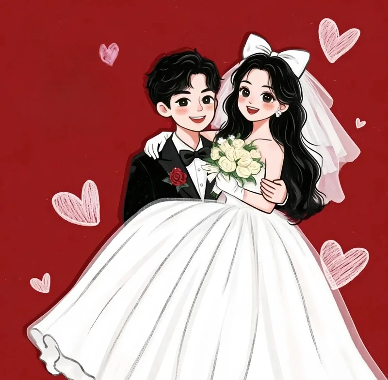 ảnh cưới anime ngọt ngào trong lễ đường