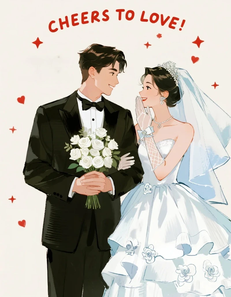 ảnh cưới anime phong cách chibi đáng yêu