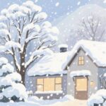 ảnh tuyết rơi anime giữa khu rừng