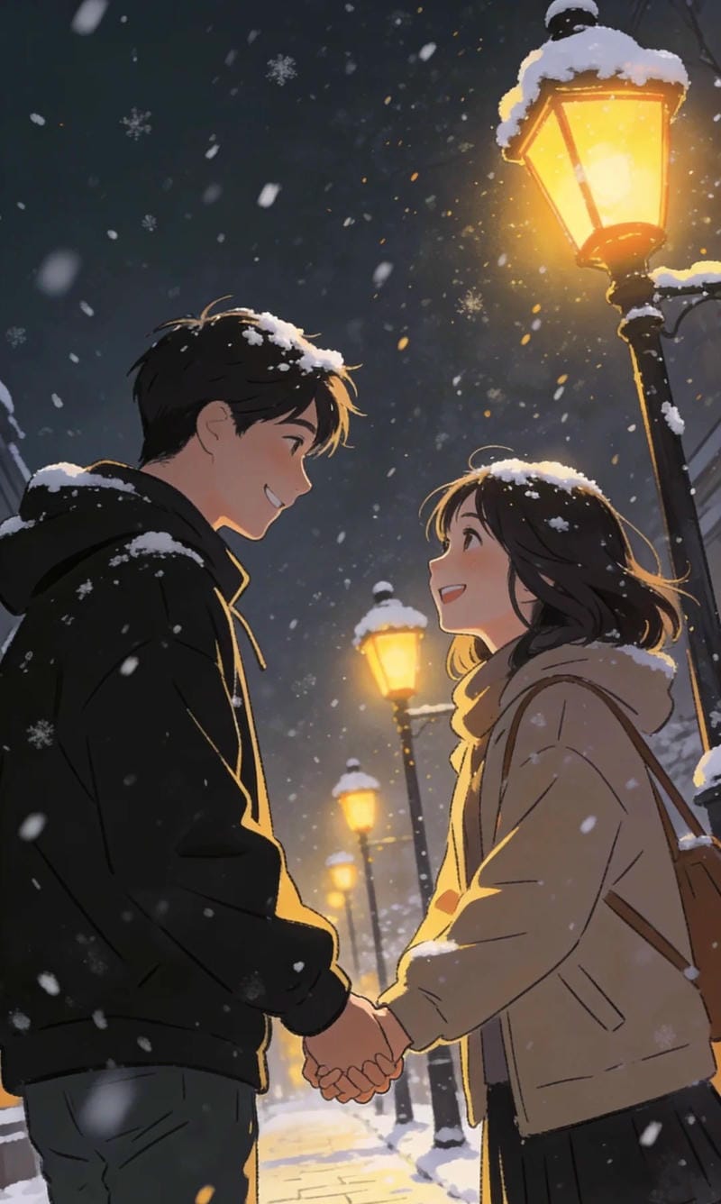 ảnh tuyết rơi anime khung cảnh bình yên