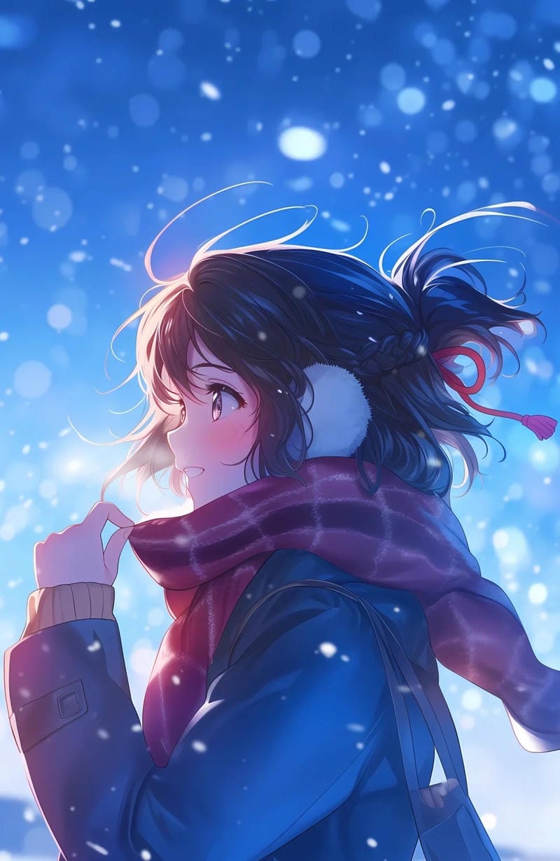 ảnh tuyết rơi anime phong cách tối giản
