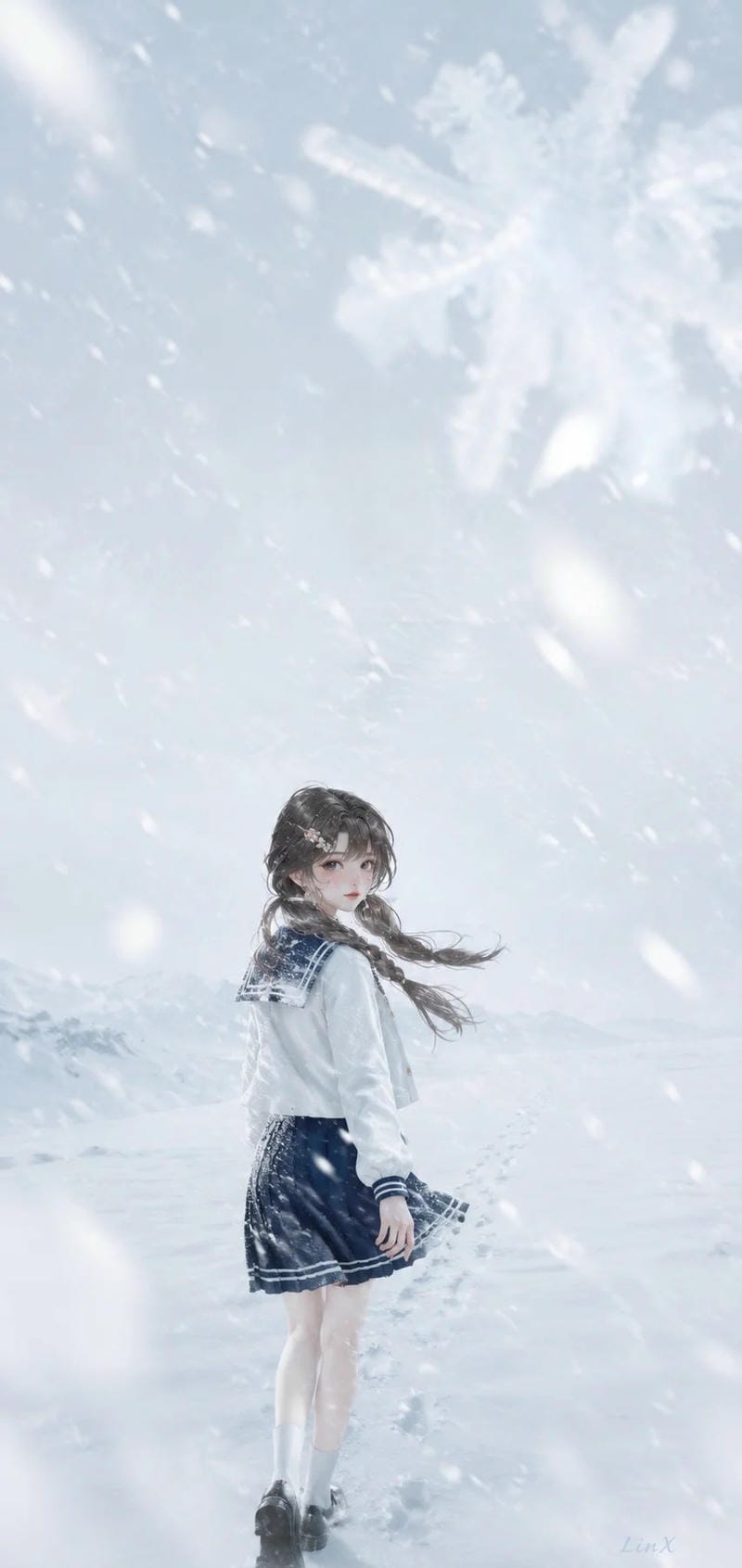 hình nền ảnh tuyết rơi anime sắc nét